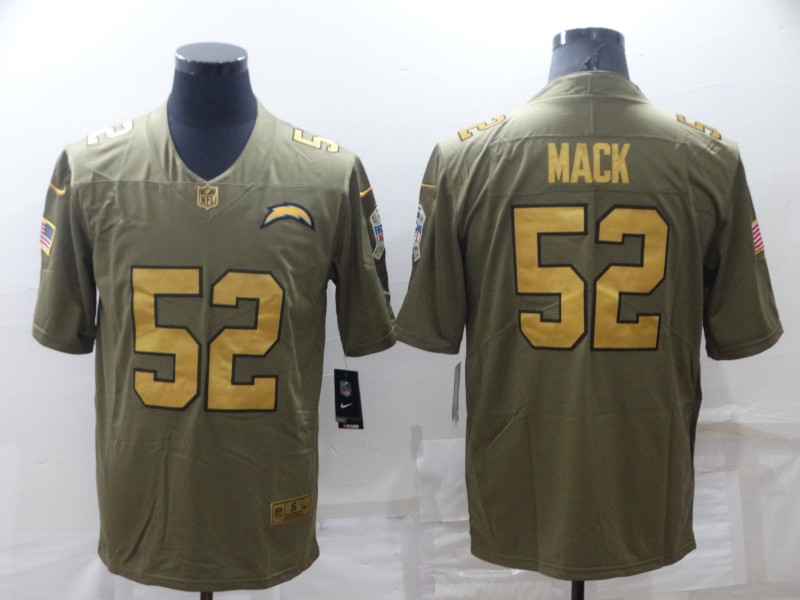 Men's Los Angeles Chargers #52 Khalil Mack Olive Gold Salute To Service Limited Stitched Jersey Men's Los Angeles Chargers #52 Khalil Mack Olive Gold Salute To Service Limited Stitched Jersey