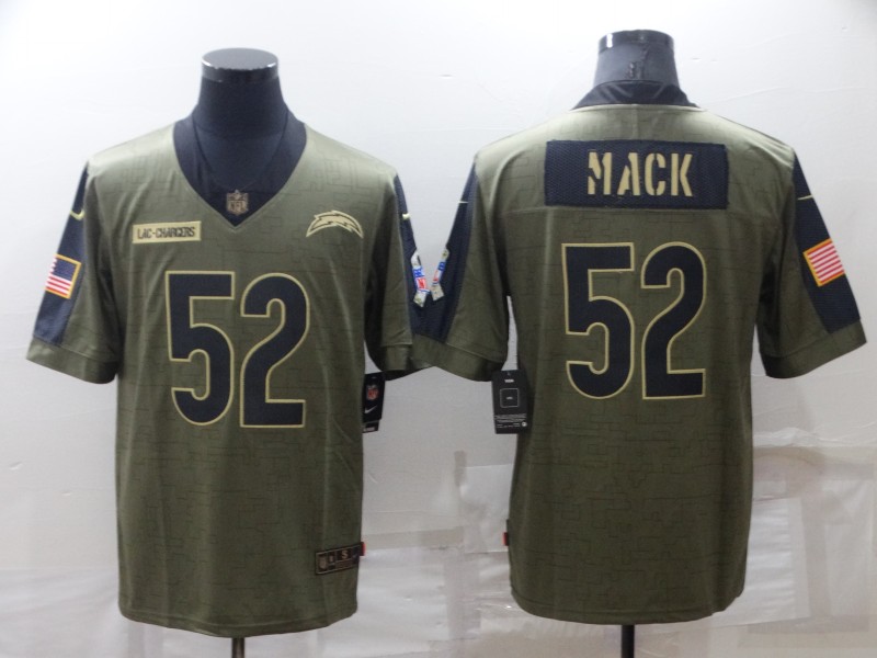 Men's Los Angeles Chargers #52 Khalil Mack Olive Salute To Service Limited Stitched Jersey Men's Los Angeles Chargers #52 Khalil Mack Olive Salute To Service Limited Stitched Jersey
