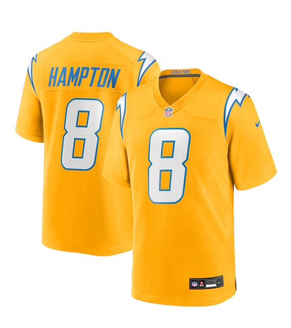 Men's Los Angeles Chargers #8 HAMPTON Gold 2025 F.U.S.E. Alternate Vapor Limited Stitched Football Jersey