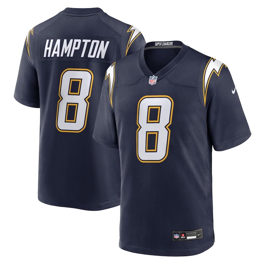Men's Los Angeles Chargers #8 HAMPTON Navy 2025 F.U.S.E. Alternate Vapor Limited Stitched Football Jersey