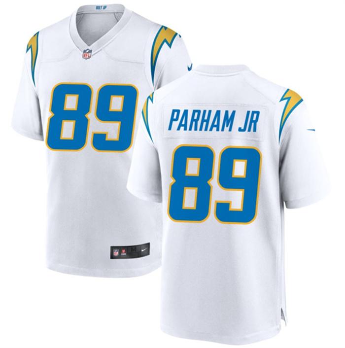 Men's Los Angeles Chargers #89 Donald Parham Jr White Stitched Game Jersey Men's Los Angeles Chargers #89 Donald Parham Jr White Stitched Game Jersey