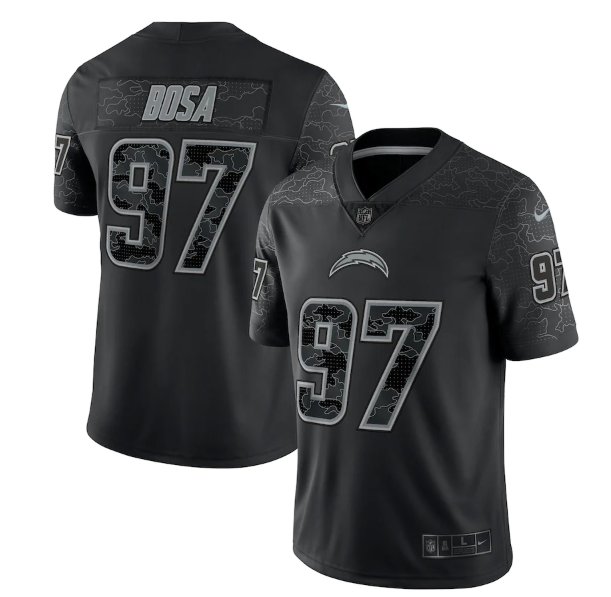 Men's Los Angeles Chargers #97 Joey Bosa Black Reflective Limited Stitched Football Jersey Men's Los Angeles Chargers #97 Joey Bosa Black Reflective Limited Stitched Football Jersey