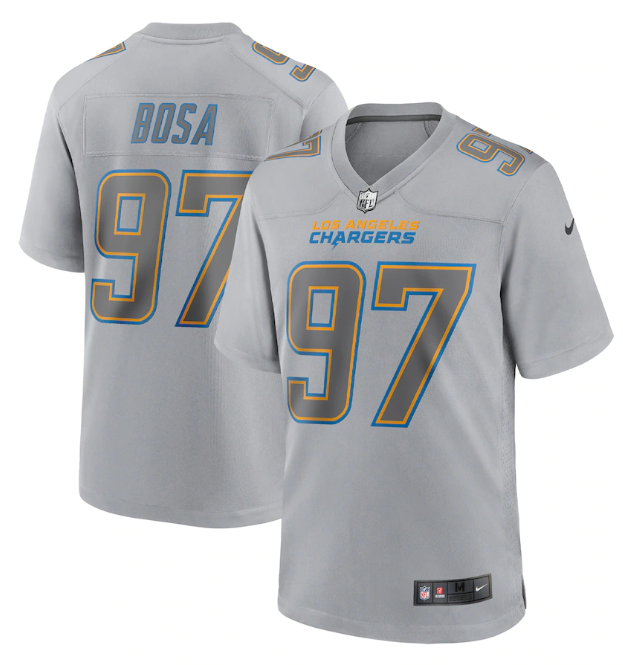 Men's Los Angeles Chargers #97 Joey Bosa Grey Atmosphere Fashion Stitched Game Jersey Men's Los Angeles Chargers #97 Joey Bosa Grey Atmosphere Fashion Stitched Game Jersey