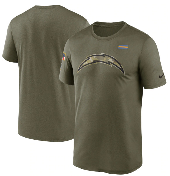 Men's Los Angeles Chargers 2021 Olive Salute To Service Legend Performance T-Shirt Men's Los Angeles Chargers 2021 Olive Salute To Service Legend Performance T-Shirt