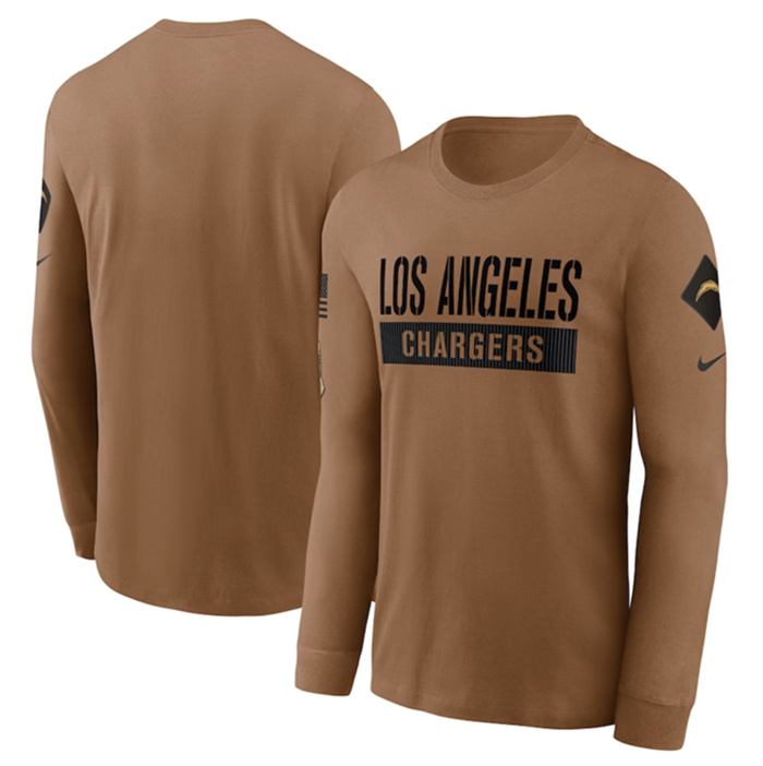Men's Los Angeles Chargers 2023 Brown Salute To Service Long Sleeve T-Shirt Men's Los Angeles Chargers 2023 Brown Salute To Service Long Sleeve T-Shirt