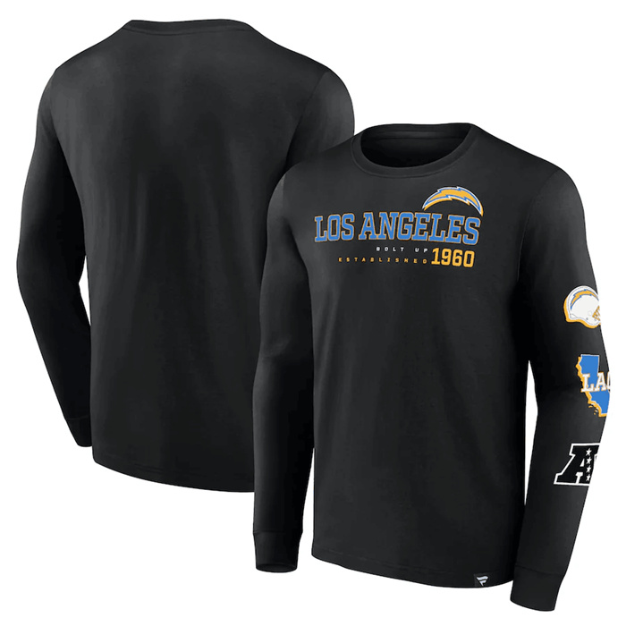 Men's Los Angeles Chargers Black High Whip Pitcher Long Sleeve T-Shirt Men's Los Angeles Chargers Black High Whip Pitcher Long Sleeve T-Shirt