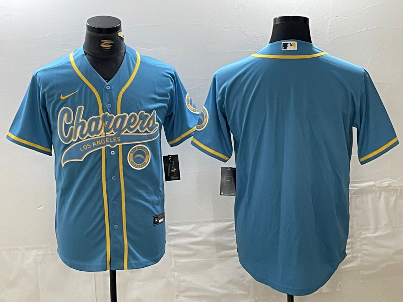 Men's Los Angeles Chargers Blue Cool Base Stitched Baseball Jersey Men's Los Angeles Chargers Blue Cool Base Stitched Baseball Jersey