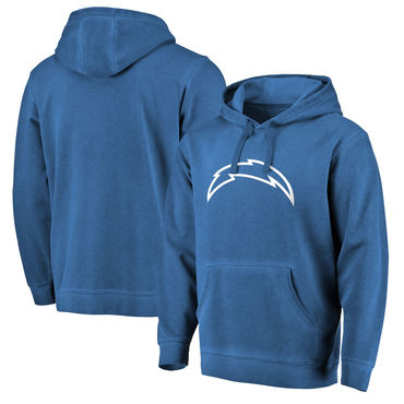 Men's Los Angeles Chargers NFL Pro Line By Fanatics Branded Navy White Logo Shadow Washed Pullover Hoodie