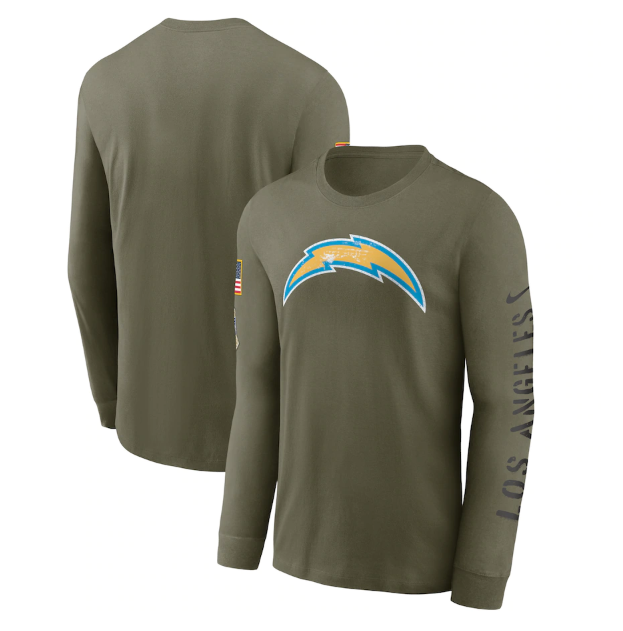 Men's Los Angeles Chargers Olive 2022 Salute To Service Long Sleeve T-Shirt Men's Los Angeles Chargers Olive 2022 Salute To Service Long Sleeve T-Shirt