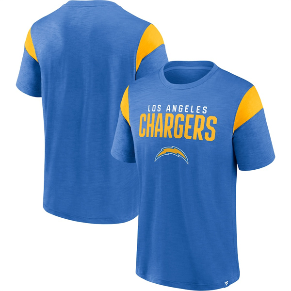 Men's Los Angeles Chargers Powder Blue Gold Home Stretch Team T-Shirt Men's Los Angeles Chargers Powder Blue Gold Home Stretch Team T-Shirt