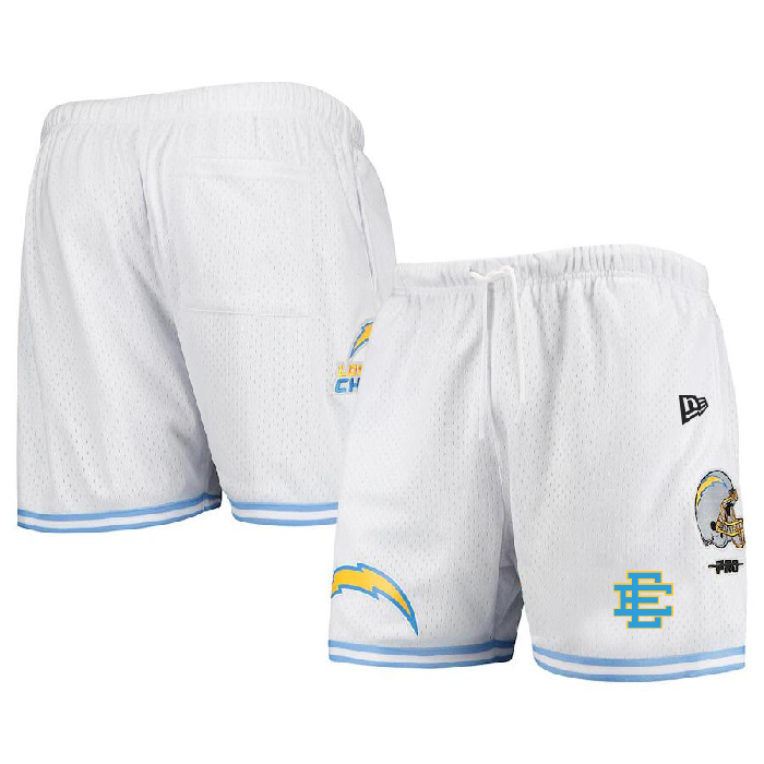 Men's Los Angeles Chargers Pro White Blue Shorts 001 Men's Los Angeles Chargers Pro White Blue Shorts 001