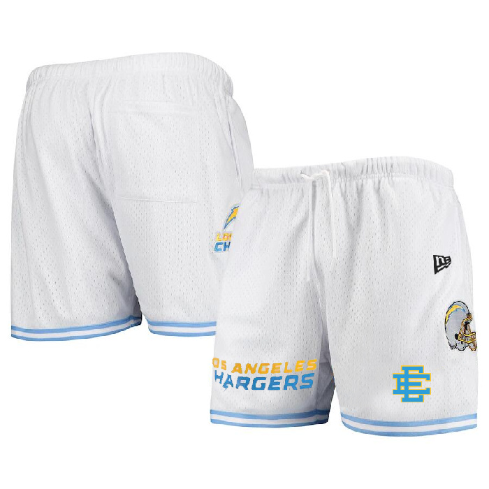 Men's Los Angeles Chargers Pro White Blue Shorts 1 Men's Los Angeles Chargers Pro White Blue Shorts 1