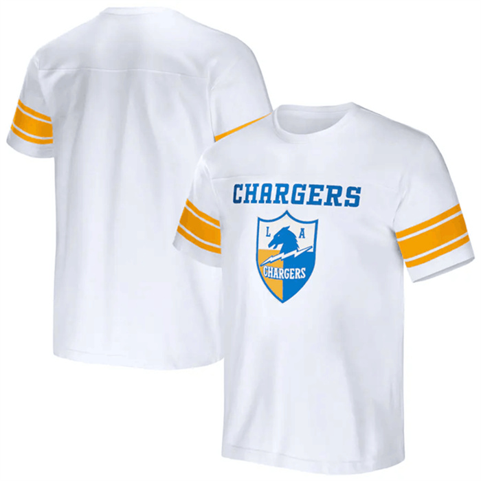 Men's Los Angeles Chargers White X Darius Rucker Collection Football Striped T-Shirt Men's Los Angeles Chargers White X Darius Rucker Collection Football Striped T-Shirt