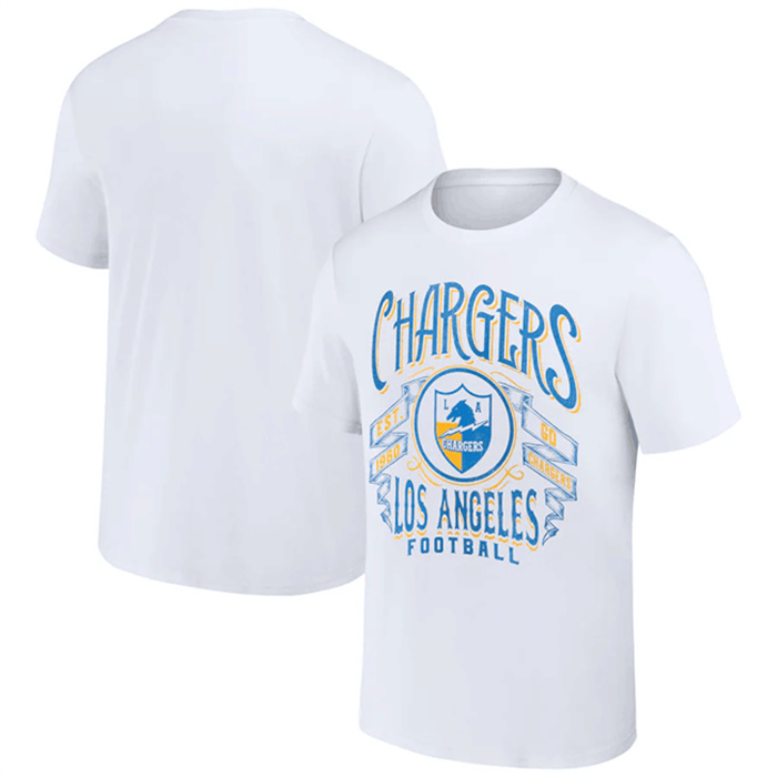Men's Los Angeles Chargers White X Darius Rucker Collection Vintage Football T-Shirt Men's Los Angeles Chargers White X Darius Rucker Collection Vintage Football T-Shirt