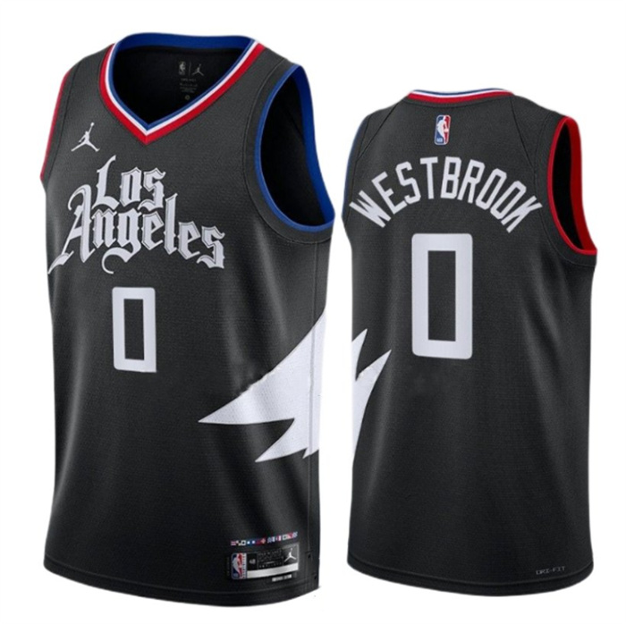Men's Los Angeles Clippers #0 Russell Westbrook Black Statement Edition Stitched Jersey Men's Los Angeles Clippers #0 Russell Westbrook Black Statement Edition Stitched Jersey