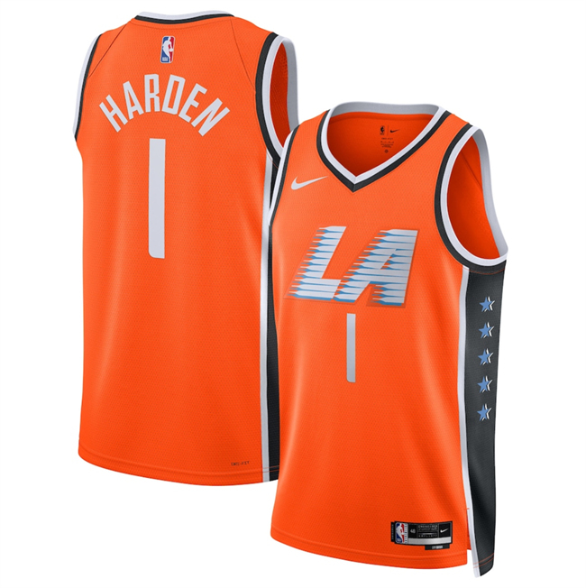 Men's Los Angeles Clippers #1 James Harden Orange 2025 26 City Edition Stitched Jersey Men's Los Angeles Clippers #1 James Harden Orange 2025 26 City Edition Stitched Jersey