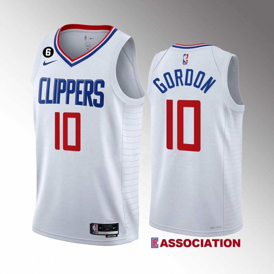 Men's Los Angeles Clippers #10 Eric Gordon White Association Edition With No.6 Patch Stitched Jersey Men's Los Angeles Clippers #10 Eric Gordon White Association Edition With No.6 Patch Stitched Jersey