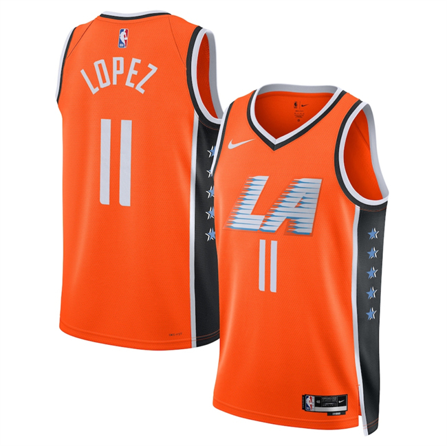 Men's Los Angeles Clippers #11 Brook Lopez Orange 2025 26 City Edition Stitched Jersey Men's Los Angeles Clippers #11 Brook Lopez Orange 2025 26 City Edition Stitched Jersey