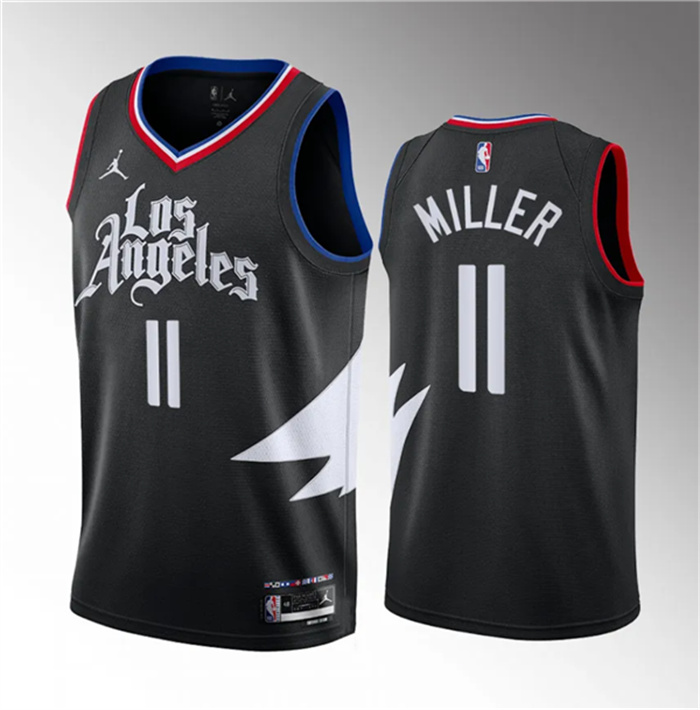 Men's Los Angeles Clippers #11 Jordan Miller Black 2023 Draft Statement Edition Stitched Jersey Men's Los Angeles Clippers #11 Jordan Miller Black 2023 Draft Statement Edition Stitched Jersey