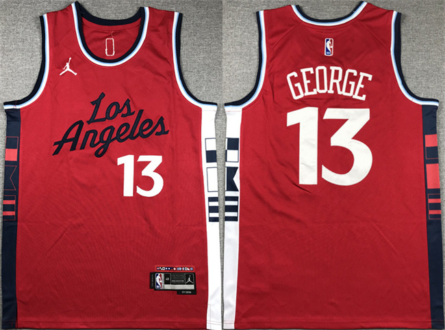 Men's Los Angeles Clippers #13 Paul George Red Stitched Jersey Men's Los Angeles Clippers #13 Paul George Red Stitched Jersey