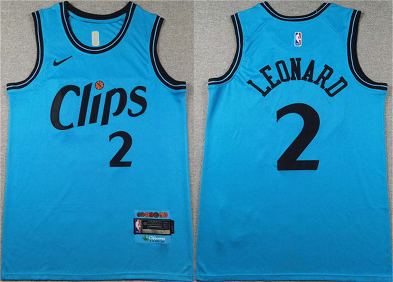 Men's Los Angeles Clippers #2 Kawhi Leonard Light Blue 2024 City Edition Stitched Jersey Men's Los Angeles Clippers #2 Kawhi Leonard Light Blue 2024 City Edition Stitched Jersey