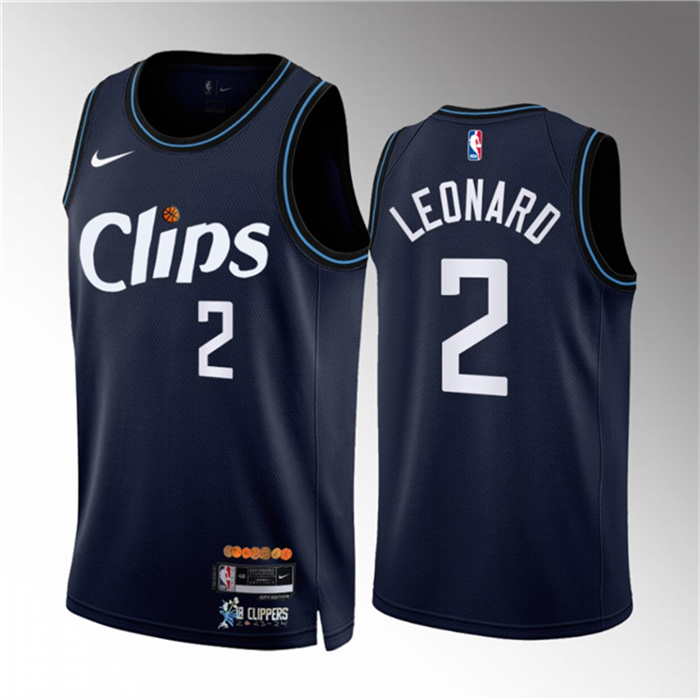 Men's Los Angeles Clippers #2 Kawhi Leonard Navy 2023 24 City Edition Stitched Jersey Men's Los Angeles Clippers #2 Kawhi Leonard Navy 2023 24 City Edition Stitched Jersey