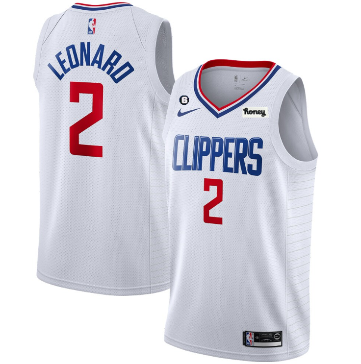 Men's Los Angeles Clippers #2 Kawhi Leonard White With NO.6 Patch Stitched Jersey Men's Los Angeles Clippers #2 Kawhi Leonard White With NO.6 Patch Stitched Jersey