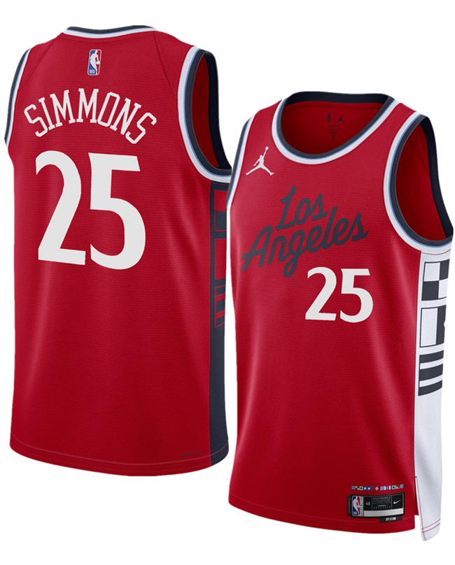 Men's Los Angeles Clippers #25 Ben Simmons Red 2024 25 Statement Edition Stitched Jersey Men's Los Angeles Clippers #25 Ben Simmons Red 2024 25 Statement Edition Stitched Jersey