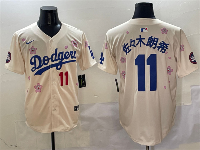Men's Los Angeles Dodgers #11 佐々木朗希 Cream 2025 Tokyo Series Limited Stitched Baseball Jersey