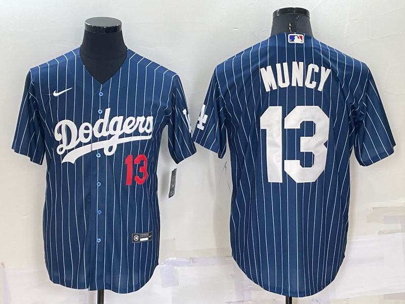 Men's Los Angeles Dodgers #13 Max Muncy Navy Cool Base Stitched Baseball JerseyS