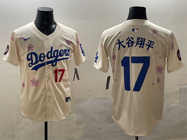 Men's Los Angeles Dodgers #17 大谷翔平 Cream 2025 Tokyo Series Limited Stitched Baseball Jersey