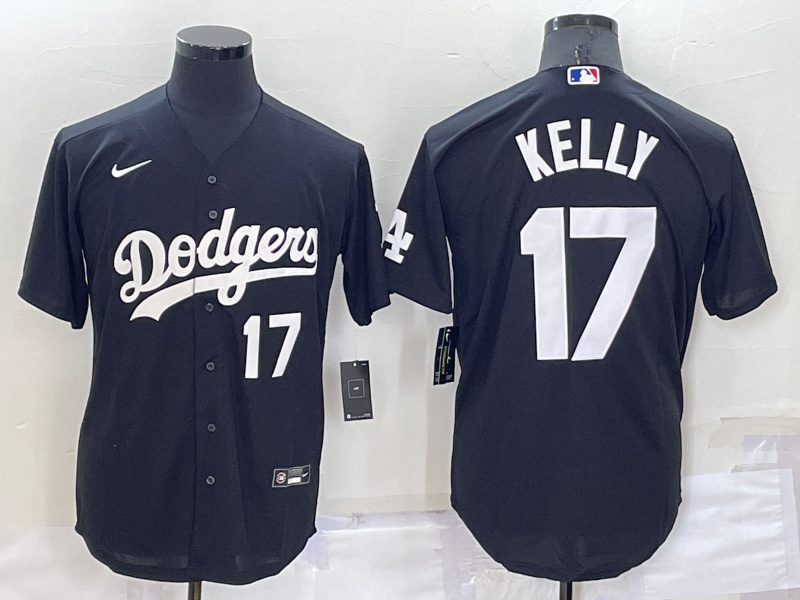 Men's Los Angeles Dodgers #17 Joe Kelly Black Cool Base Stitched Baseball Jerseys