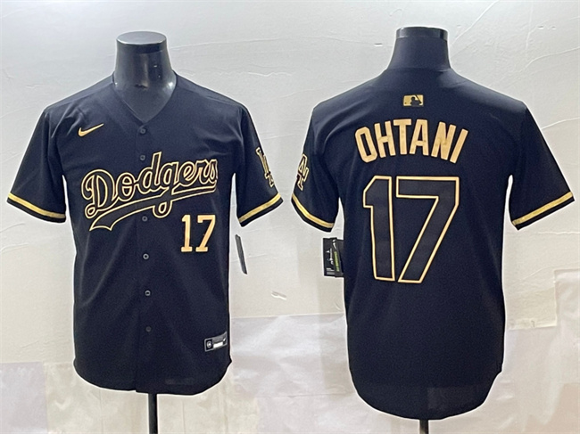 Men's Los Angeles Dodgers #17 Shohei Ohtani Black Gold Limited Stitched Jersey Men's Los Angeles Dodgers #17 Shohei Ohtani Black Gold Limited Stitched Jersey
