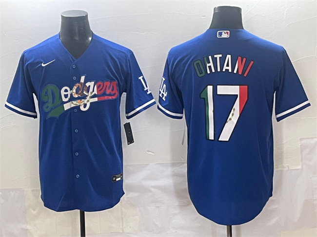 Men's Los Angeles Dodgers #17 Shohei Ohtani Blue Mexico Stitched Jersey Men's Los Angeles Dodgers #17 Shohei Ohtani Blue Mexico Stitched Jersey