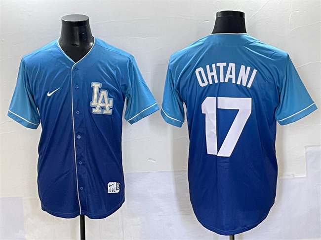 Men's Los Angeles Dodgers #17 Shohei Ohtani Blue Stitched Baseball Jersey