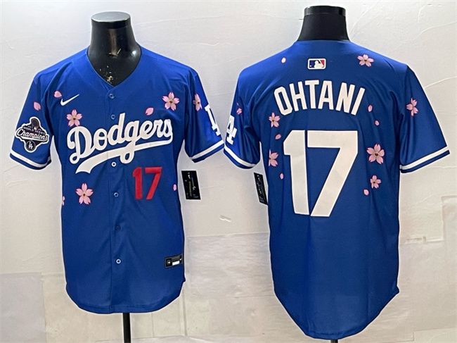 Men's Los Angeles Dodgers #17 Shohei Ohtani Royal 2025 World Series Champions Patch Tokyo Series Limited Stitched Baseball Jersey Men's Los Angeles Dodgers #17 Shohei Ohtani Royal 2025 World Series Champions Patch Tokyo Series Limited Stitched Baseball Jersey
