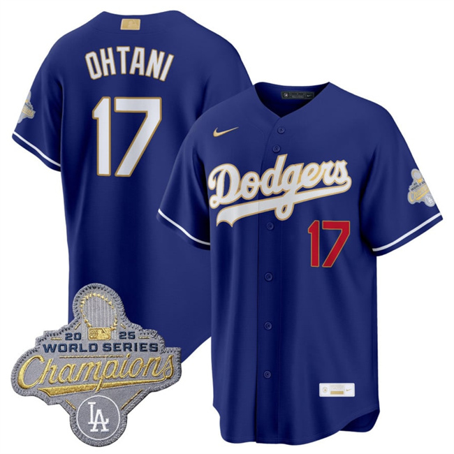 Men's Los Angeles Dodgers #17 Shohei Ohtani Royal 2026 Alternate Gold Collection Stadium Stitched Baseball Jersey Men's Los Angeles Dodgers #17 Shohei Ohtani Royal 2026 Alternate Gold Collection Stadium Stitched Baseball Jersey