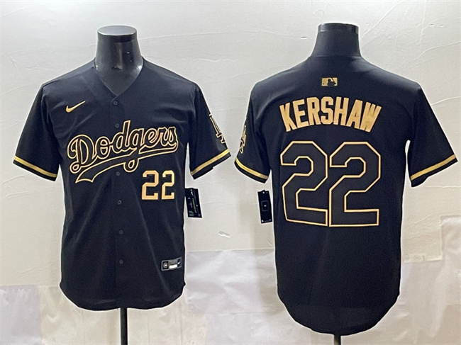 Men's Los Angeles Dodgers #22 Clayton Kershaw Black Gold Limited Stitched Jersey Men's Los Angeles Dodgers #22 Clayton Kershaw Black Gold Limited Stitched Jersey