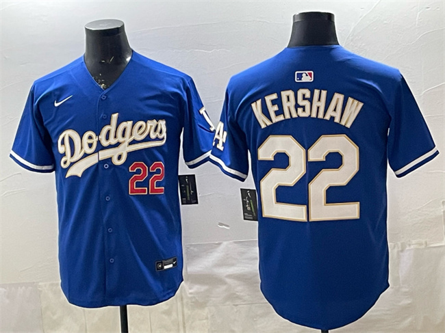 Men's Los Angeles Dodgers #22 Clayton Kershaw Royal Limited Stitched Baseball Jersey Men's Los Angeles Dodgers #22 Clayton Kershaw Royal Limited Stitched Baseball Jersey