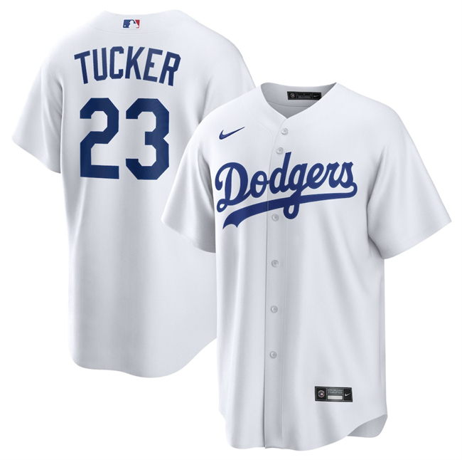 Men's Los Angeles Dodgers #23 Kyle Tucker White Cool Base Stitched Baseball Jersey Men's Los Angeles Dodgers #23 Kyle Tucker White Cool Base Stitched Baseball Jersey