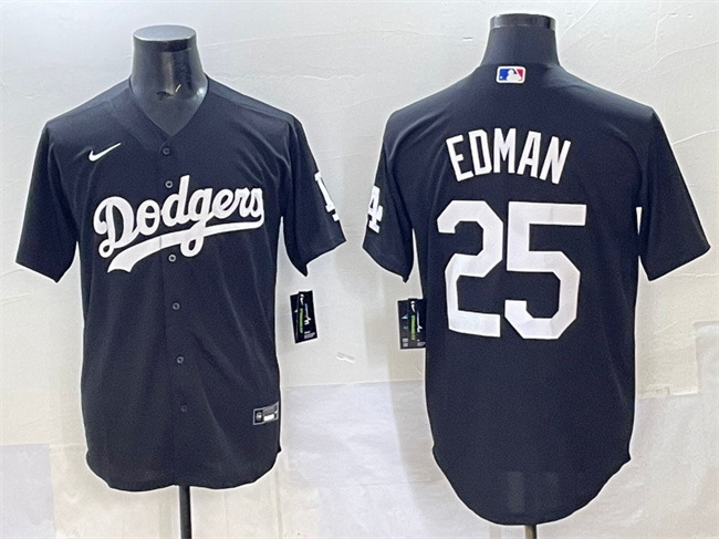 Men's Los Angeles Dodgers #25 Tommy Edman Black Stitched Baseball Jersey Men's Los Angeles Dodgers #25 Tommy Edman Black Stitched Baseball Jersey