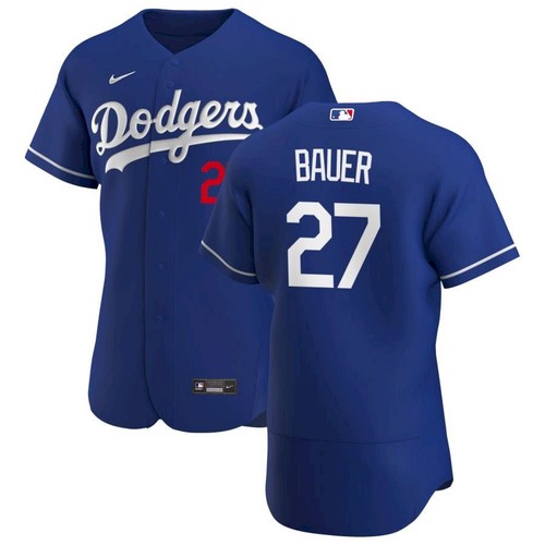 Men's Los Angeles Dodgers #27 Trevor Bauer Royal Authentic Jersey