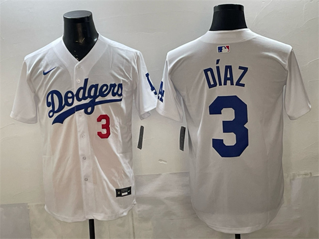 Men's Los Angeles Dodgers #3 Edwin Díaz White 2025 Limited Stitched Baseball Jersey Men's Los Angeles Dodgers #3 Edwin Díaz White 2025 Limited Stitched Baseball Jersey