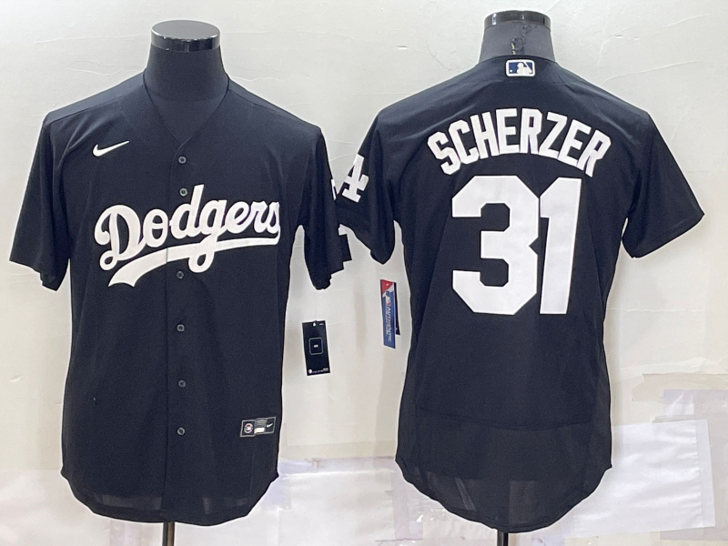 Men's Los Angeles Dodgers #31 Max Scherzer Black Flex Base Stitched Baseball Jerseys