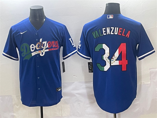 Men's Los Angeles Dodgers #34 Fernando Valenzuela Blue Mexico Stitched Jersey Men's Los Angeles Dodgers #34 Fernando Valenzuela Blue Mexico Stitched Jersey