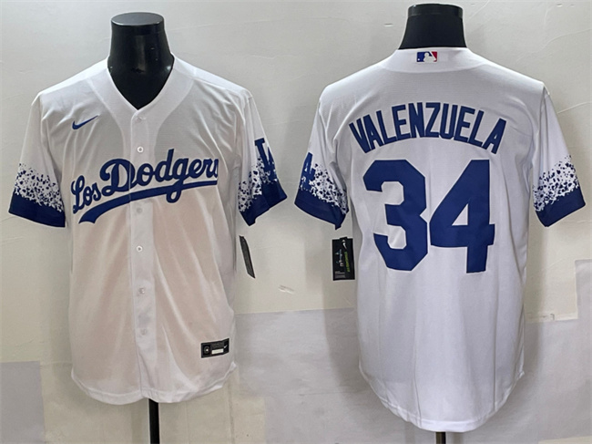 Men's Los Angeles Dodgers #34 Fernando Valenzuela White City Connect Cool Base Stitched Jersey Men's Los Angeles Dodgers #34 Fernando Valenzuela White City Connect Cool Base Stitched Jersey