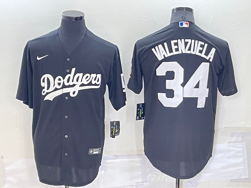 Men's Los Angeles Dodgers #34 Toro Valenzuela Black Cool Base Stitched Baseball Jerseys