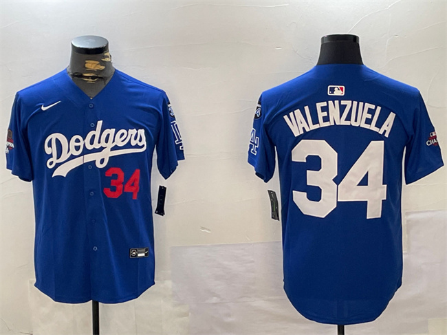 Men's Los Angeles Dodgers #34 Toro Valenzuela Royal 2024 World Series Champions With Fernando Memorial Patch Alternate Limited Stitched Baseball Jersey Men's Los Angeles Dodgers #34 Toro Valenzuela Royal 2024 World Series Champions With Fernando Memorial Patch Alternate Limited Stitched Baseball Jersey