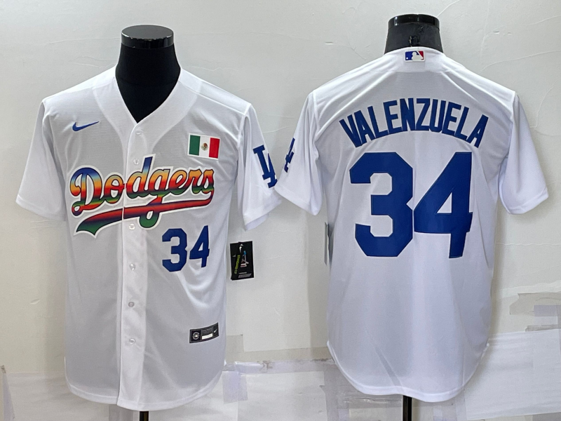 Men's Los Angeles Dodgers #34 Toro Valenzuela White Cool Base Stitched Baseball Jerseys