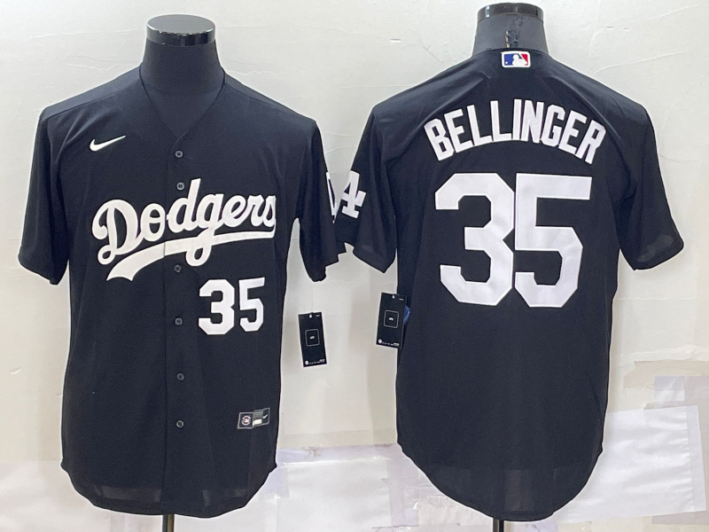 Men's Los Angeles Dodgers #35 Cody Bellinger Black Cool Base Stitched Jerseys